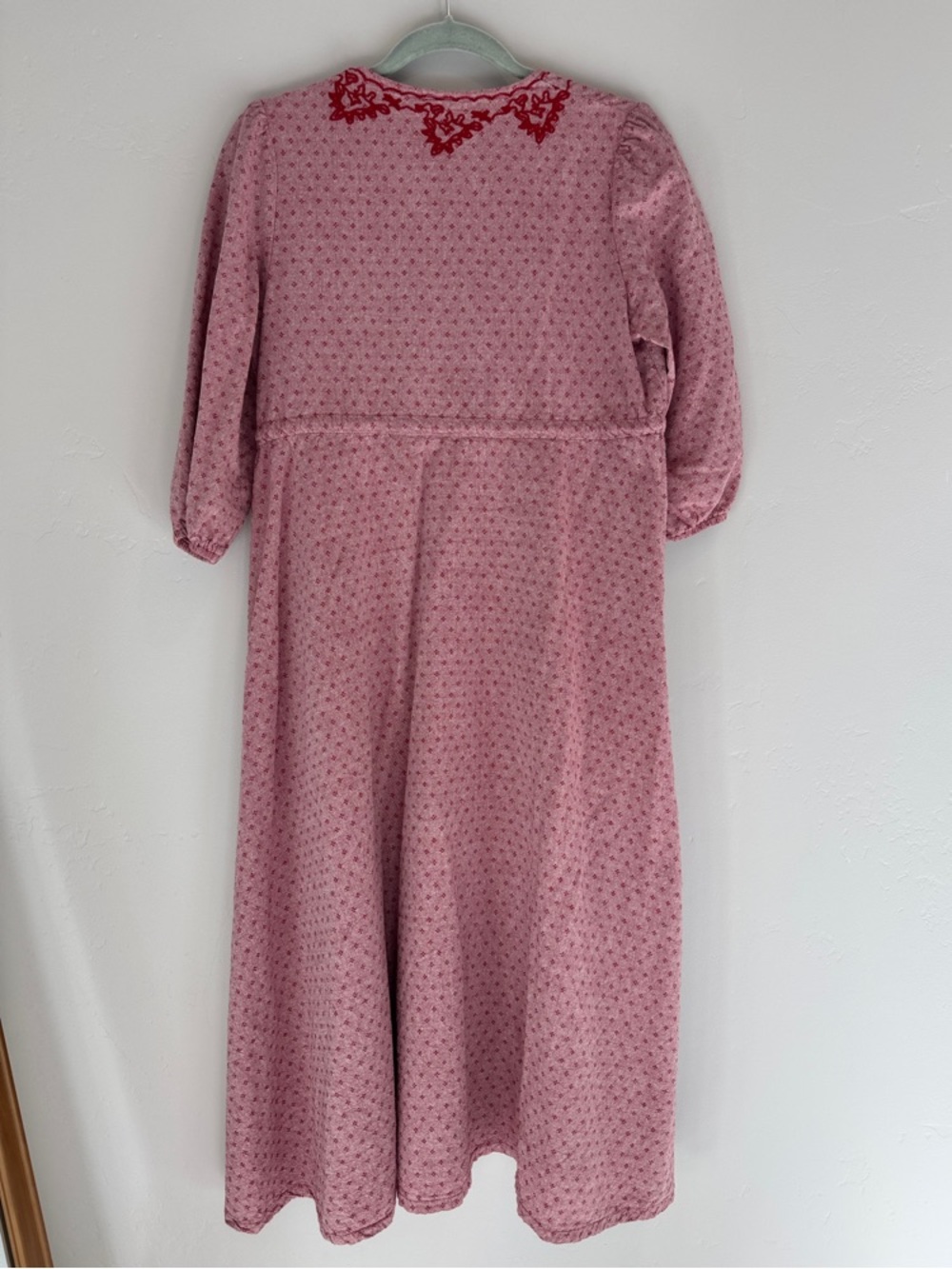 Prairie Dress Pink Embroidered Maxi Dress with Red Trim. Costume. Women’s Medium - Picture 6 of 10